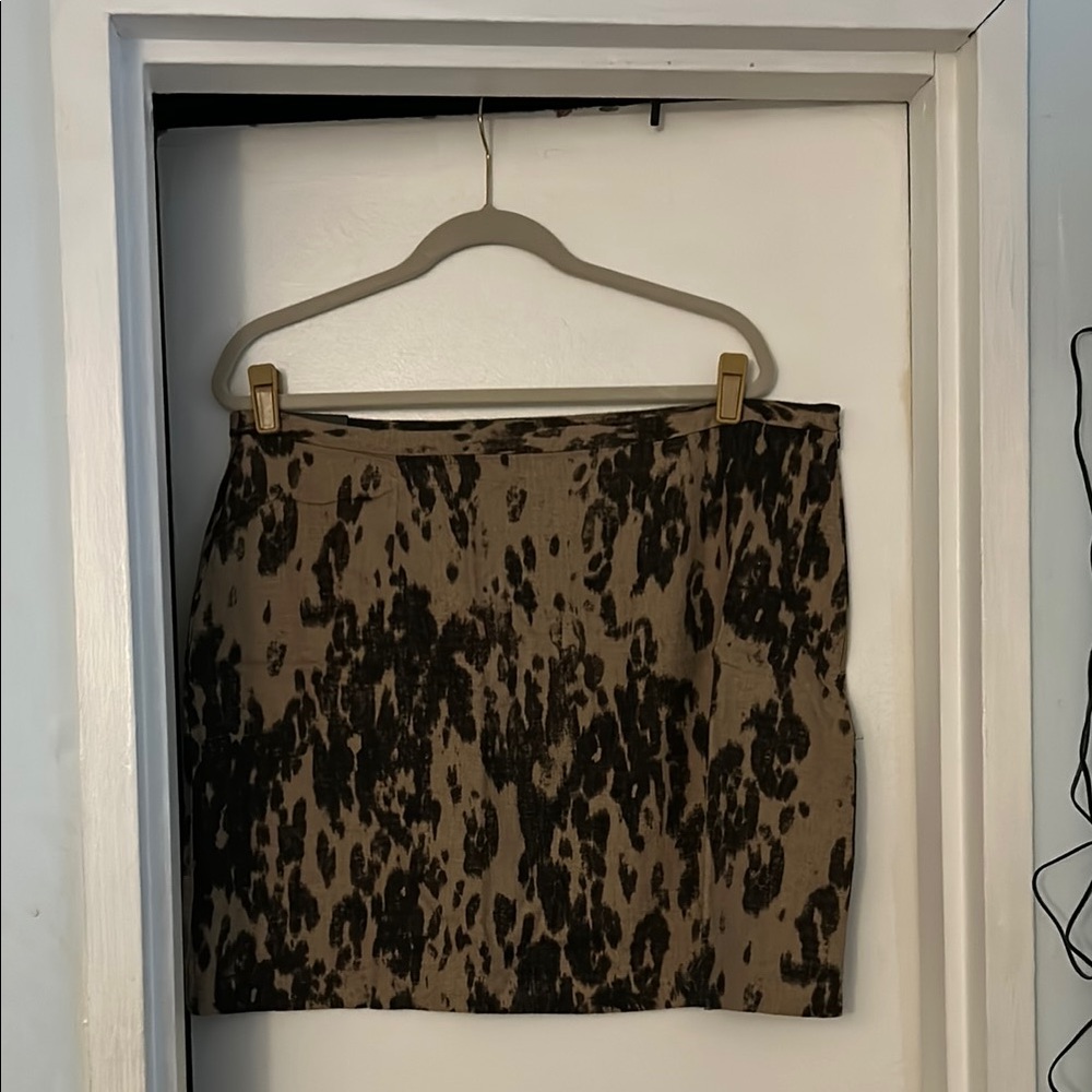 Banana Republic Factory Leopard Print Lined Linen Mini Skirt 18 NWT
